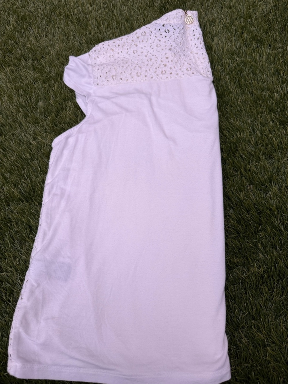 Tommy Hilfiger White Lace Overlay Short Sleeve Top size XXL - Picture 5 of 9
